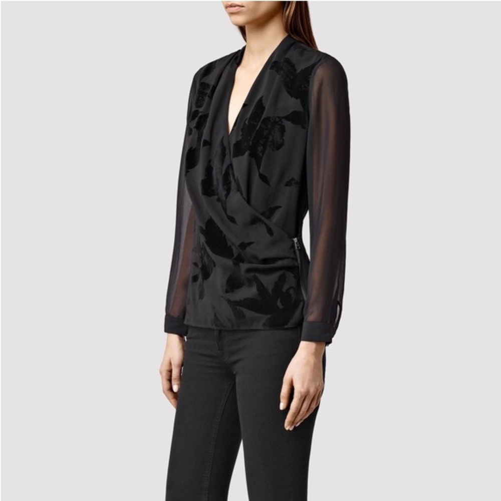 ALL SAINTS Black Amali Lux Top EUC